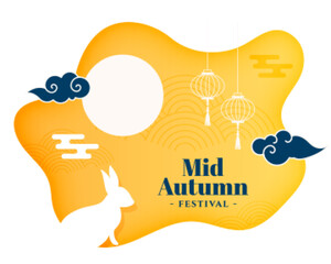 mid autumn fluid paper style festival background