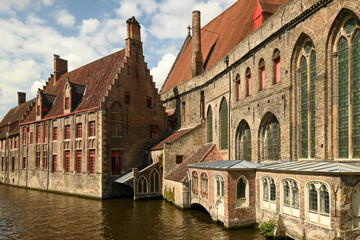 Naklejka premium Beautiful view of the Hospital of St. John, Bruges, West Flanders, Belgium