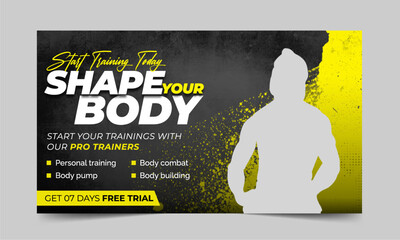 Fitness gym youtube thumbnail and web banner