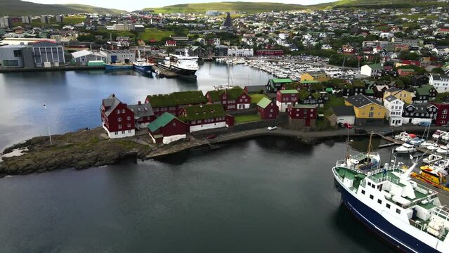 Old Town Torshavn in the Faroe Islands by Drone
