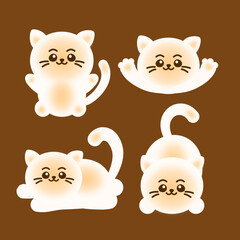Set of Cute Cats illustration. Kitty Cartoon Character Vector.