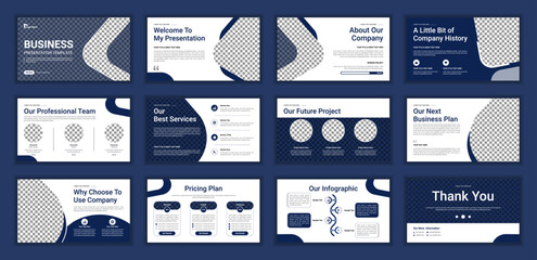 business presentation infographic template set. use for keynote presentation background, powerpoint template, website slider, brochure cover, landing page, annual report brochure, company profile. - obrazy, fototapety, plakaty