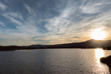 滋賀県草津市　平湖の夕景