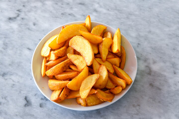 French fries Snack food crispy potato . Fast food or  snacks concept. Patates cips.