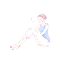 足をマッサージする女性