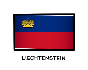 Flag of Liechtenstein. Blue and red brush strokes, hand drawn. Black outline. Vector illustration