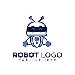 Cute robot character logo design for company mascot or community mascot