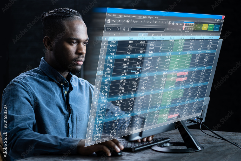 Poster man employee analyst working