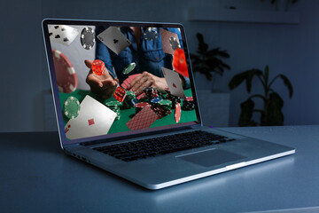 winning a bet in online sport gambling application on laptop