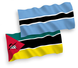 Flags of Republic of Mozambique and Botswana on a white background