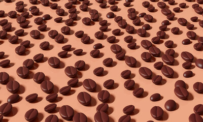 Coffee beans background. 3d render