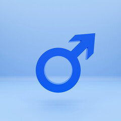 Male symbol. Mars spear and shield. Stylized 3d illustration.