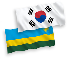 Flags of South Korea and Republic of Rwanda on a white background