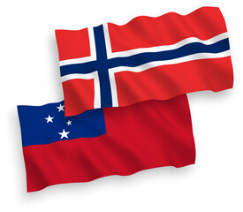 Flags of Norway and Independent State of Samoa on a white background