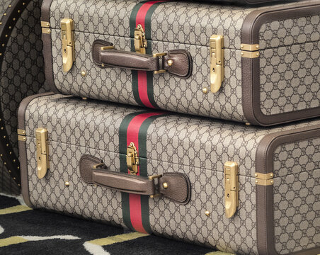 luxury women's luggage by Gucci. Milan - Italy 07 July 2022