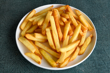 French fries Snack food crispy potato . Fast food or  snacks concept. Patates cips.