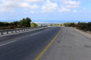 Asphalt highway across Israel from north to south.