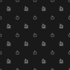 Seamles halloween pattern with scary pumpkin. Doodle halloween pumpkin background