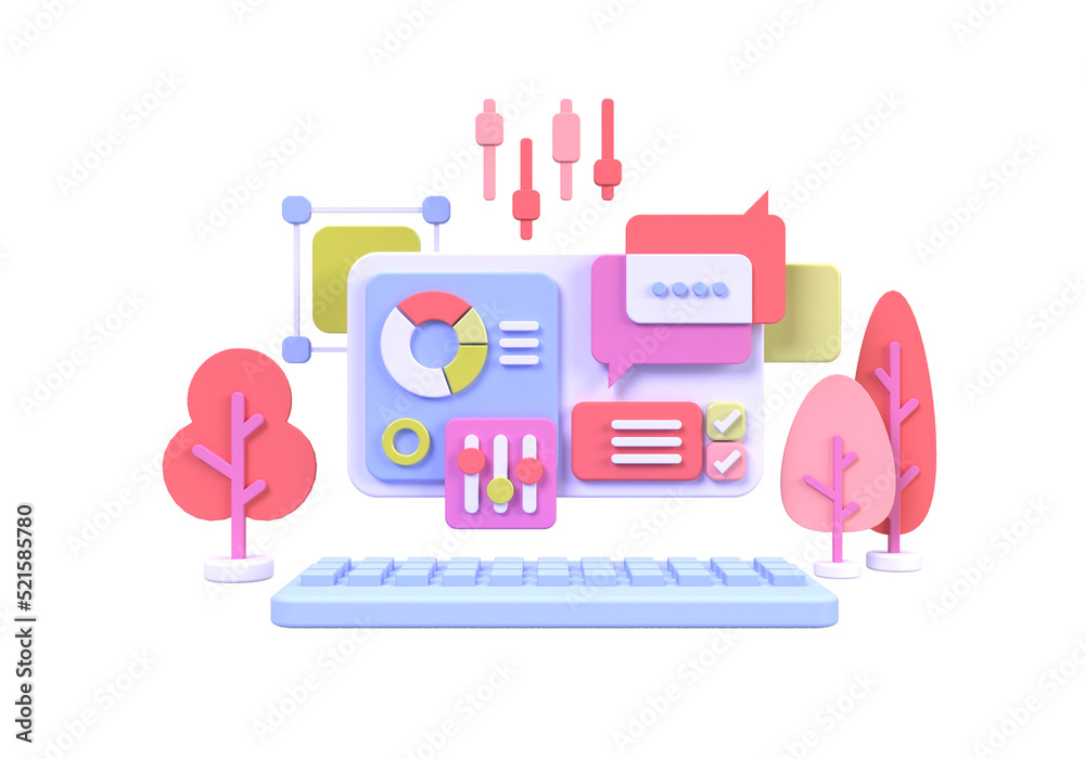Wall mural web development for ui ux design concept illustration landing page template business idea background