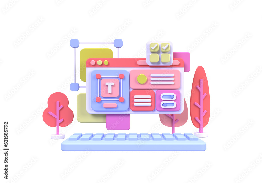 Wall mural web development for ui ux design concept illustration landing page template business idea background