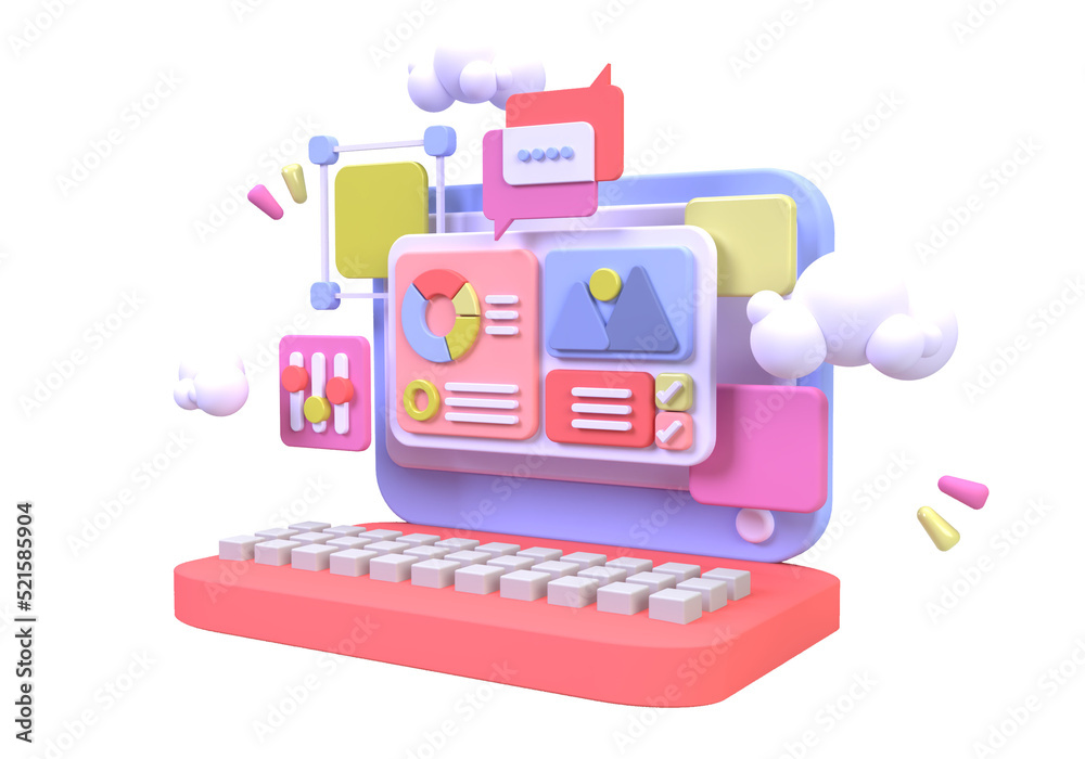 Wall mural web development for ui ux design concept illustration landing page template business idea background