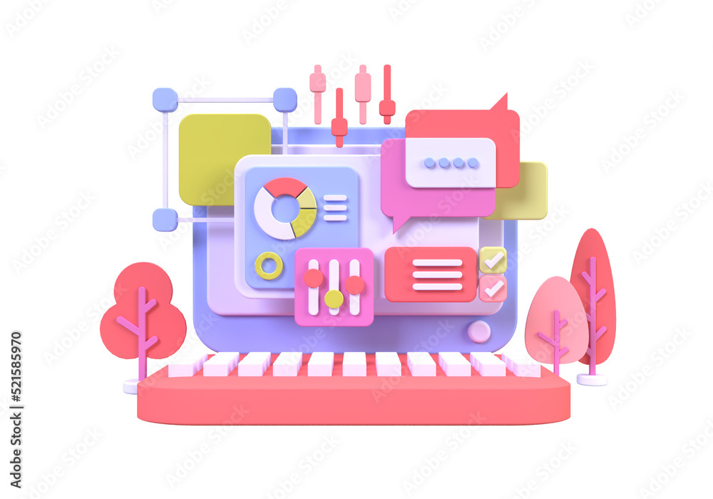 Wall mural web development for ui ux design concept illustration landing page template business idea background