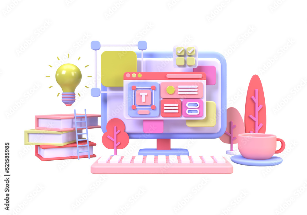 Wall mural web development for ui ux design concept illustration landing page template business idea background