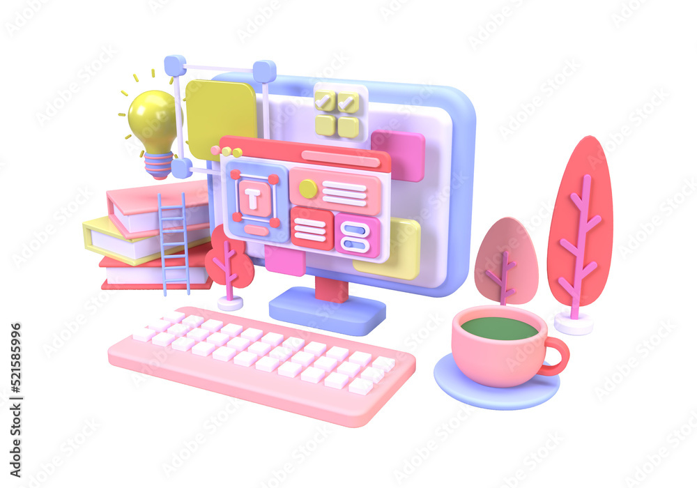 Wall mural web development for ui ux design concept illustration landing page template business idea background