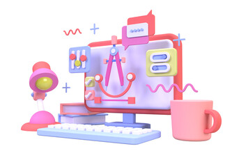 Web development for UI UX design concept illustration Landing page template business idea background