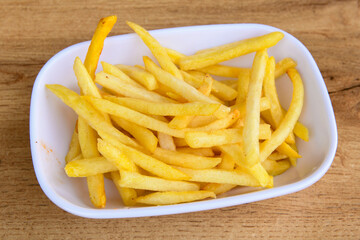 French fries Snack food crispy potato . Fast food or  snacks concept. Patates cips.