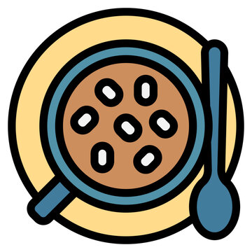 beans soup bowl with spoon clip art preview