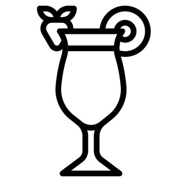 Mocktail Fruit Punch Juice Beverage - Outline Icon