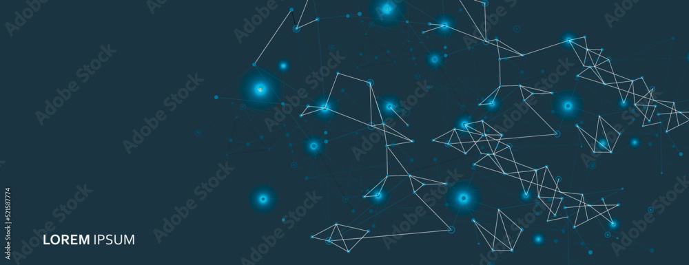 Poster vector digital connect lines on blue background. abstract technology design