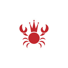red crab with crown. geometric logo. Sea life sign. Best Seafood . Marine cuisine restaurant