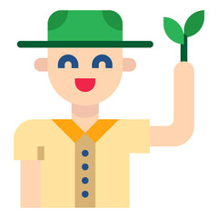 Botany forester plant boy scout - flat icon - obrazy, fototapety, plakaty