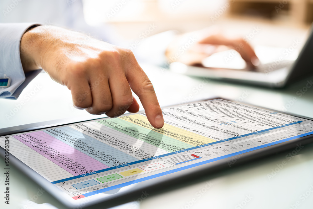 Poster Man Using Spreadsheet Data
