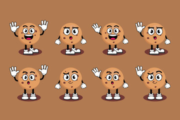Illustration vector graphic cartoon character of Cute mascot chocolate cookies with pose. Suitable for children book illustration and element design.