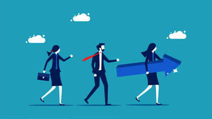 Business direction. female leaders set the direction of the organization vector illustration