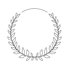 Hand drawn vector laurel wreath. Botanical round frame for invitations, posters, greeting cards, web, menu. Floral frame with laurel branches.