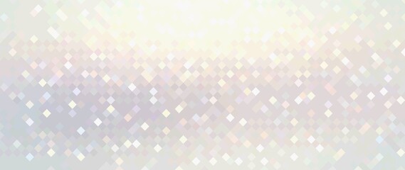 Winter holidays glittering pixel mosaic wide format banner. Light lilac blue pearlescent shimmer geometric textured background.