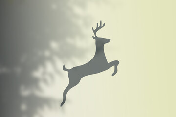 The shadow of the sun shining through the wood and the deer shadow