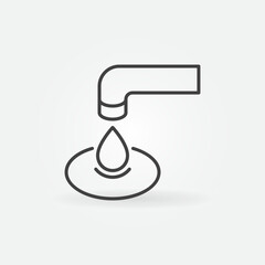 Faucet with Water Drop vector thin line concept icon