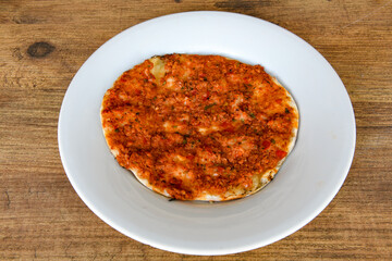 Turkish foods ; Turkish pizza -Lahmacun. Urfa  bol acili lahmacun. Kasarli lahmacun.