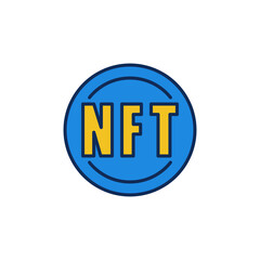 NFT Non-Fungible Token Technology vector concept round colored icon
