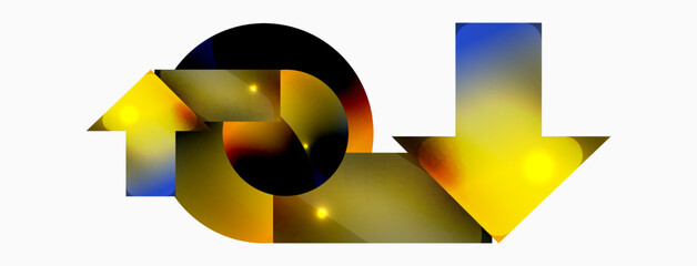 Dynamic composition, shiny geometric shapes abstract background. Trendy techno business template for wallpaper, banner, background or landing