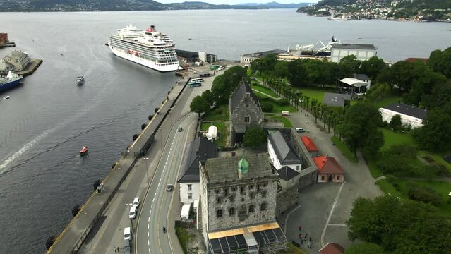 Bergenhus Fortress in Bergen, Norway by Drone