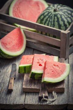 Juicy and sweet chopped watermelon ready to eat.