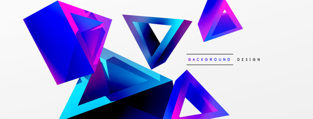 3d triangle abstract background. Basic shape technology or business concept composition. Trendy techno business template for wallpaper, banner, background or landing