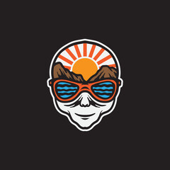 Alien nature beach drawing illustration.