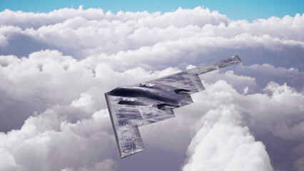 Stealth bomber in the clouds